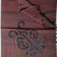 Brown Embroidery Woven Bhagalpuri Linen Stole