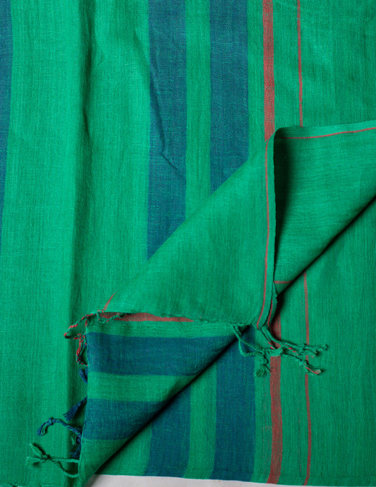 Green Stripe Woven Bhagalpuri Linen Stole