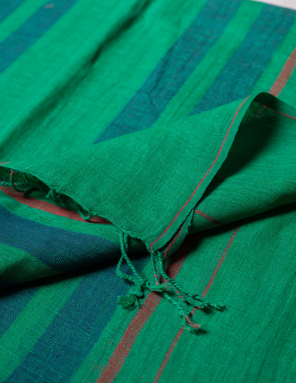 Green Stripe Woven Bhagalpuri Linen Stole