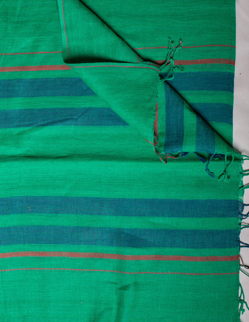 Green Stripe Woven Bhagalpuri Linen Stole