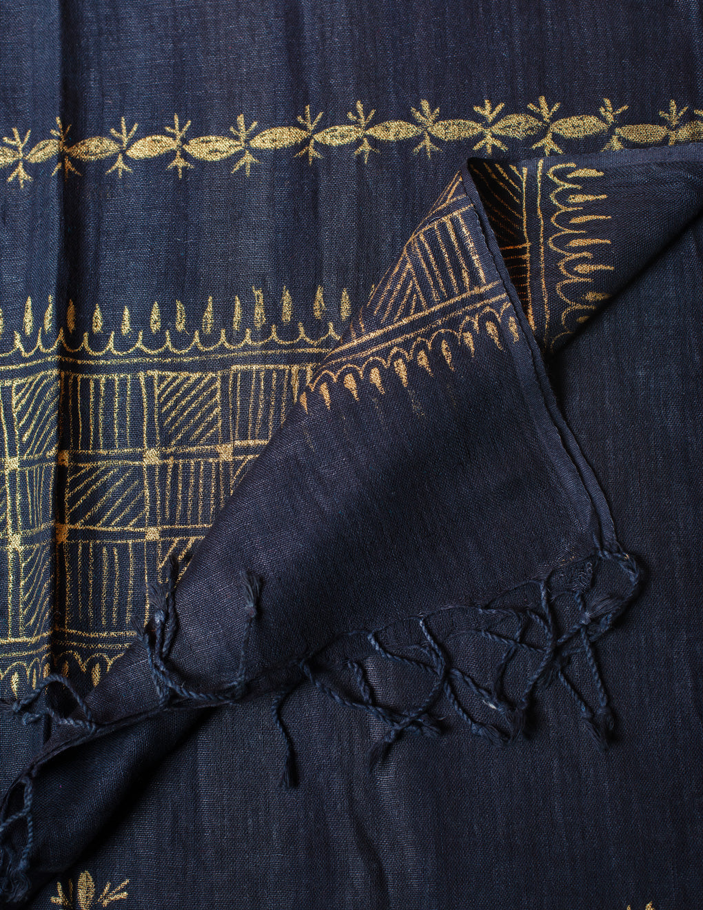 Black Woven Bhagalpuri Linen Stole