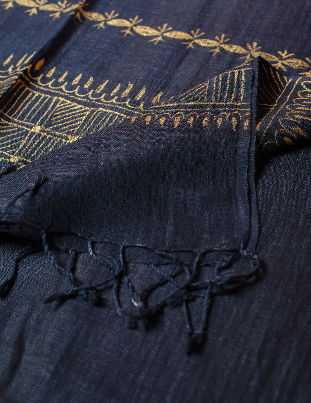 Black Woven Bhagalpuri Linen Stole