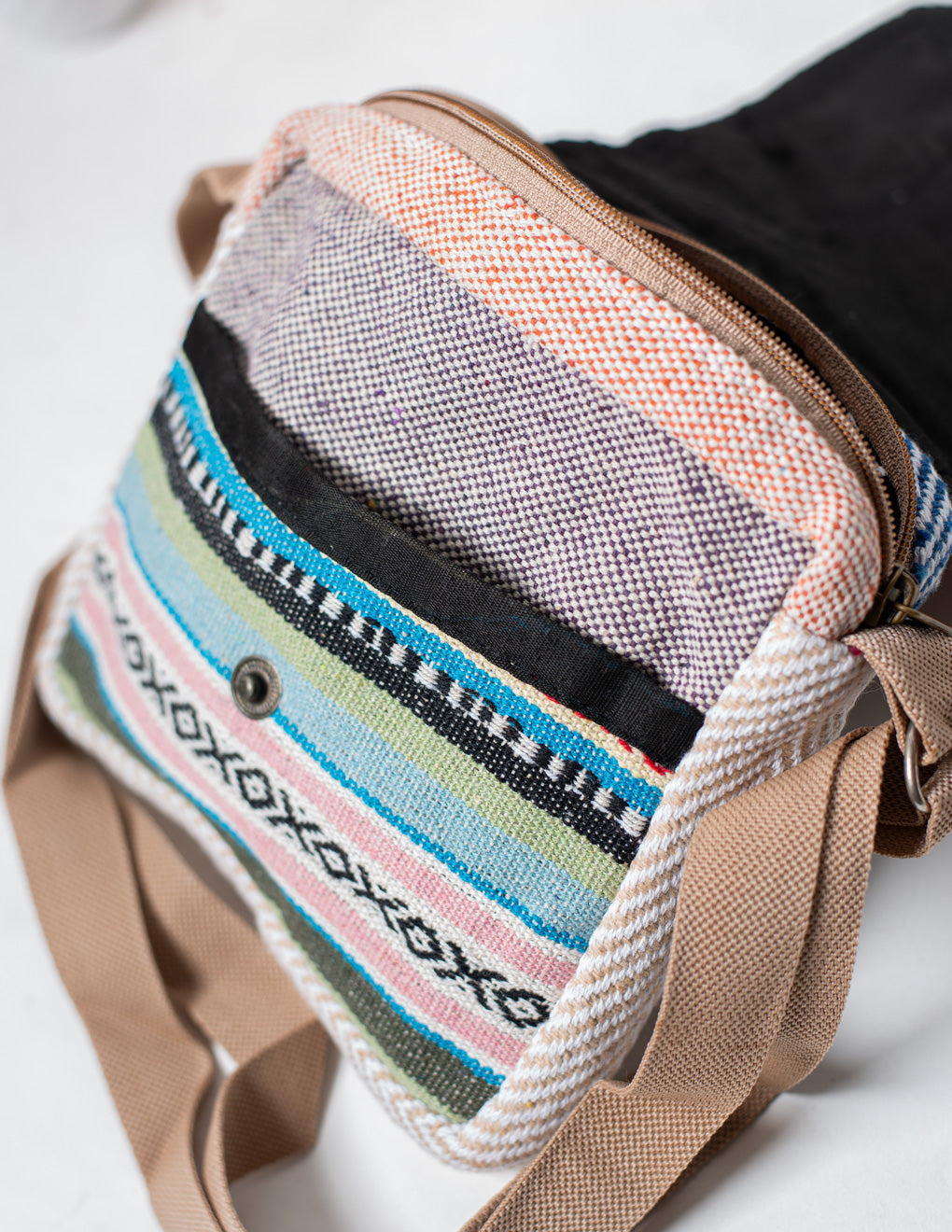 Multicolored Natural Fiber Unisex Sling Bag