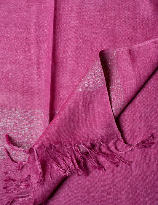 Pink Woven Bhagalpuri Linen Stole