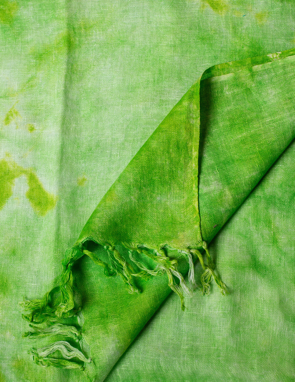 Green Shibori Woven Bhagalpuri Linen Stole