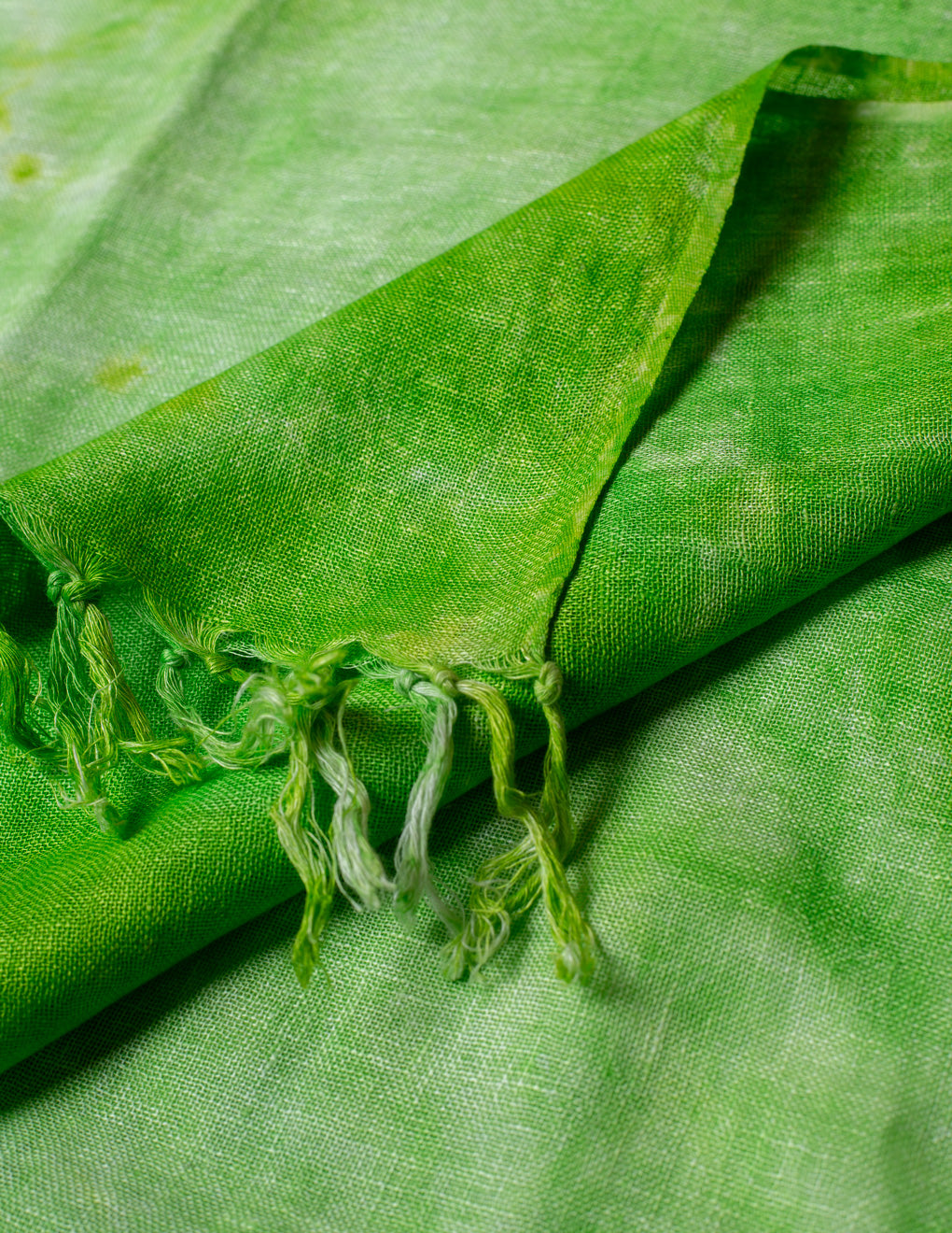 Green Shibori Woven Bhagalpuri Linen Stole