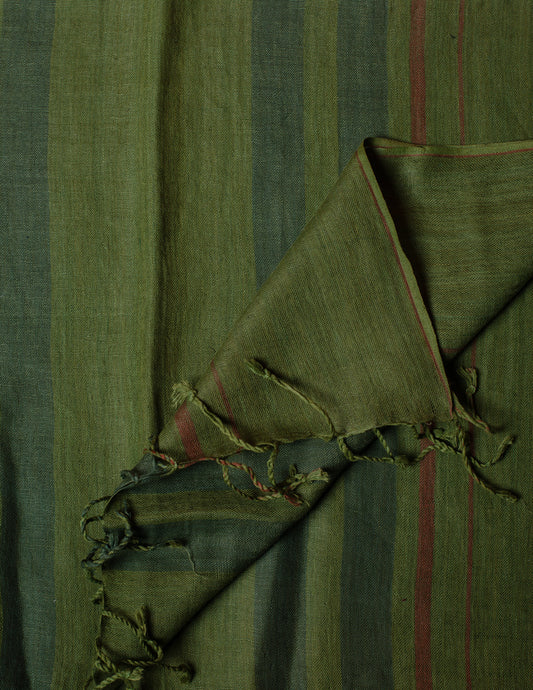 Olive Green Woven Bhagalpuri Linen Stole