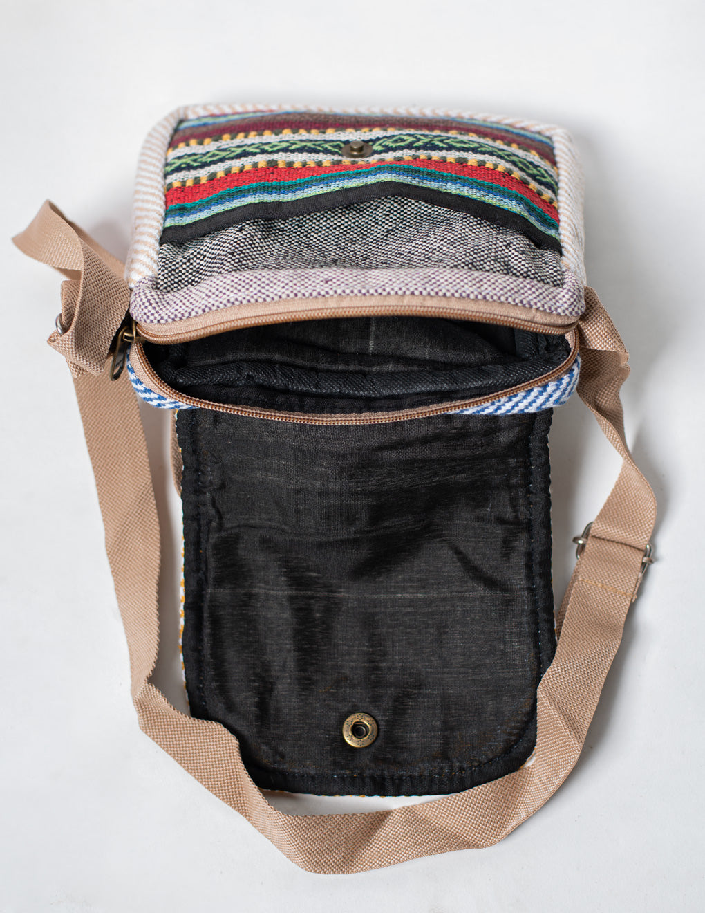 Multicolored Natural Fiber Unisex Sling Bag