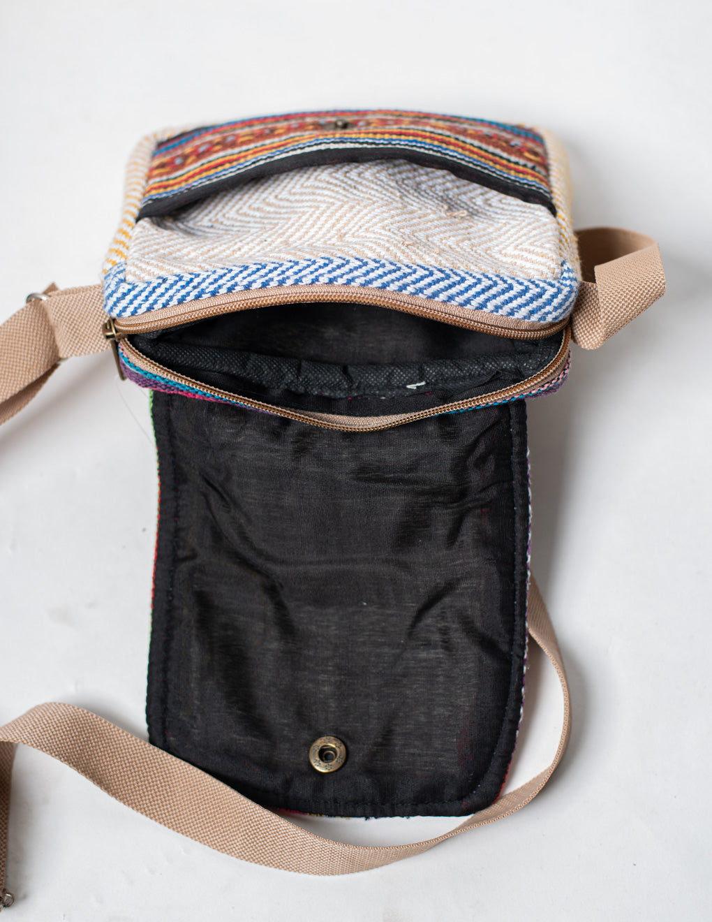 Multicolored Natural Fiber Unisex Sling Bag