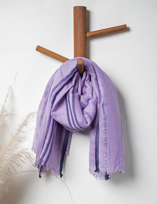 Mauve Woven Bhagalpuri Linen Stole