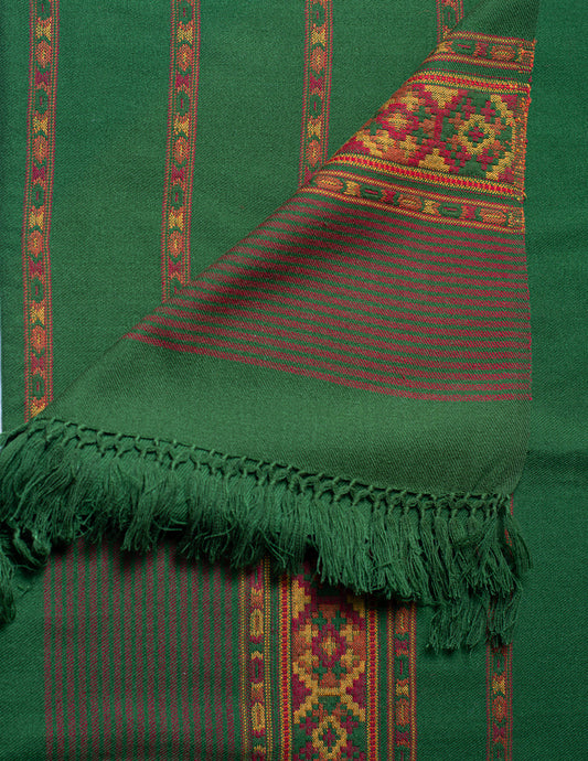 Green Pure Handwoven Woollen Shawl