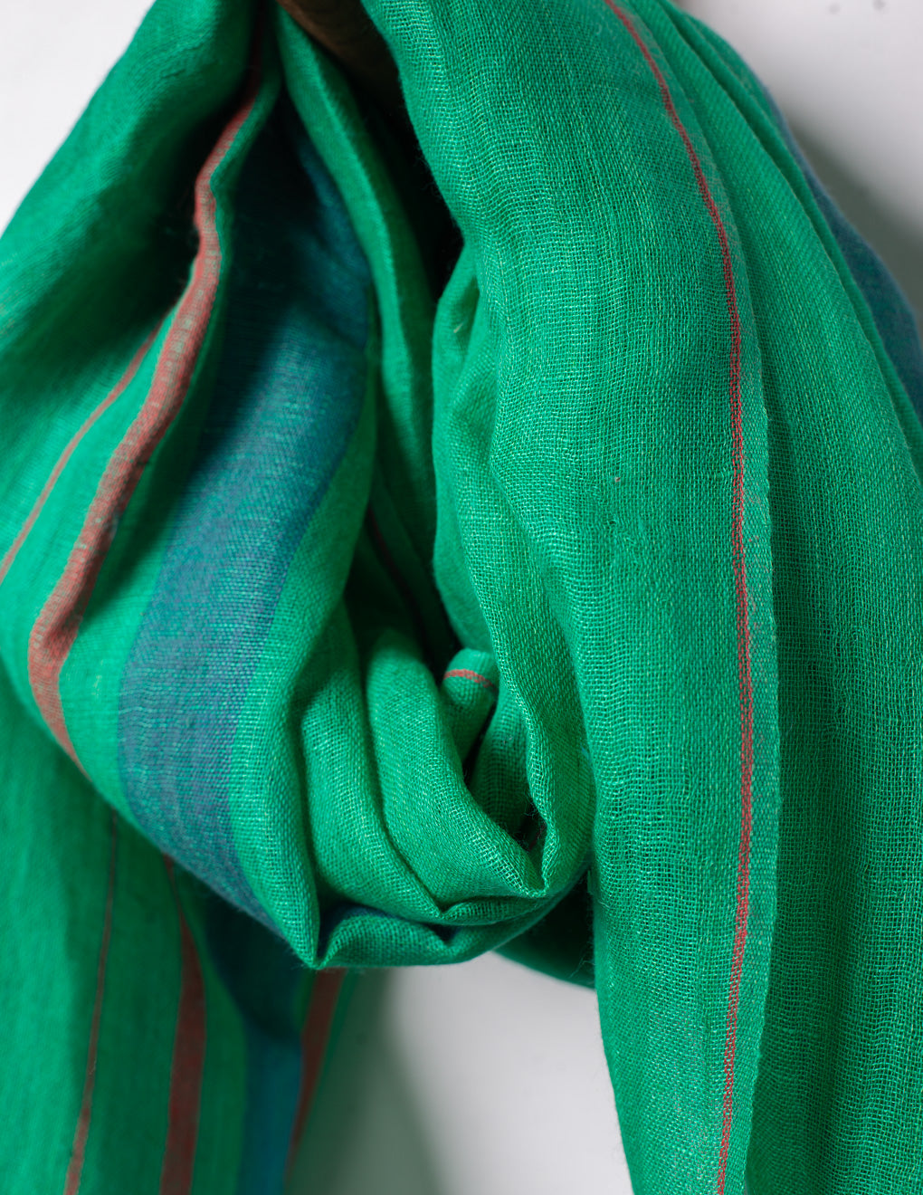 Green Stripe Woven Bhagalpuri Linen Stole