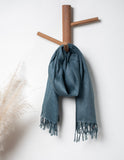 Smoky Blue Woven Bhagalpuri Linen Stole