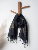 Black Woven Bhagalpuri Linen Stole