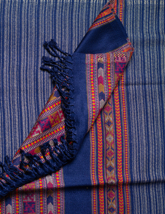 Blue Pure Handwoven Woollen Stole