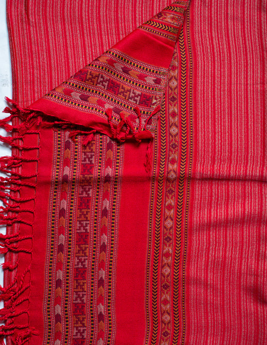 Red Pure Handwoven Woollen Stole