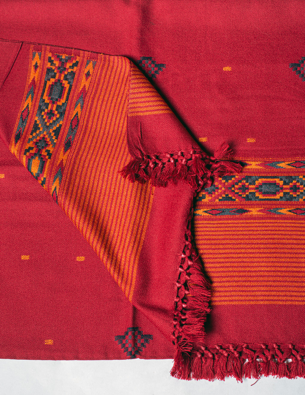 Red Buti Pure Handwoven Woollen Shawl