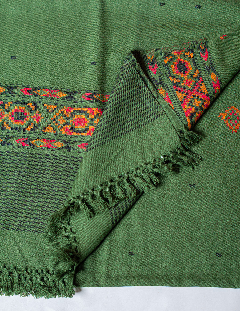 Green Buti Pure Handwoven Woollen Shawl