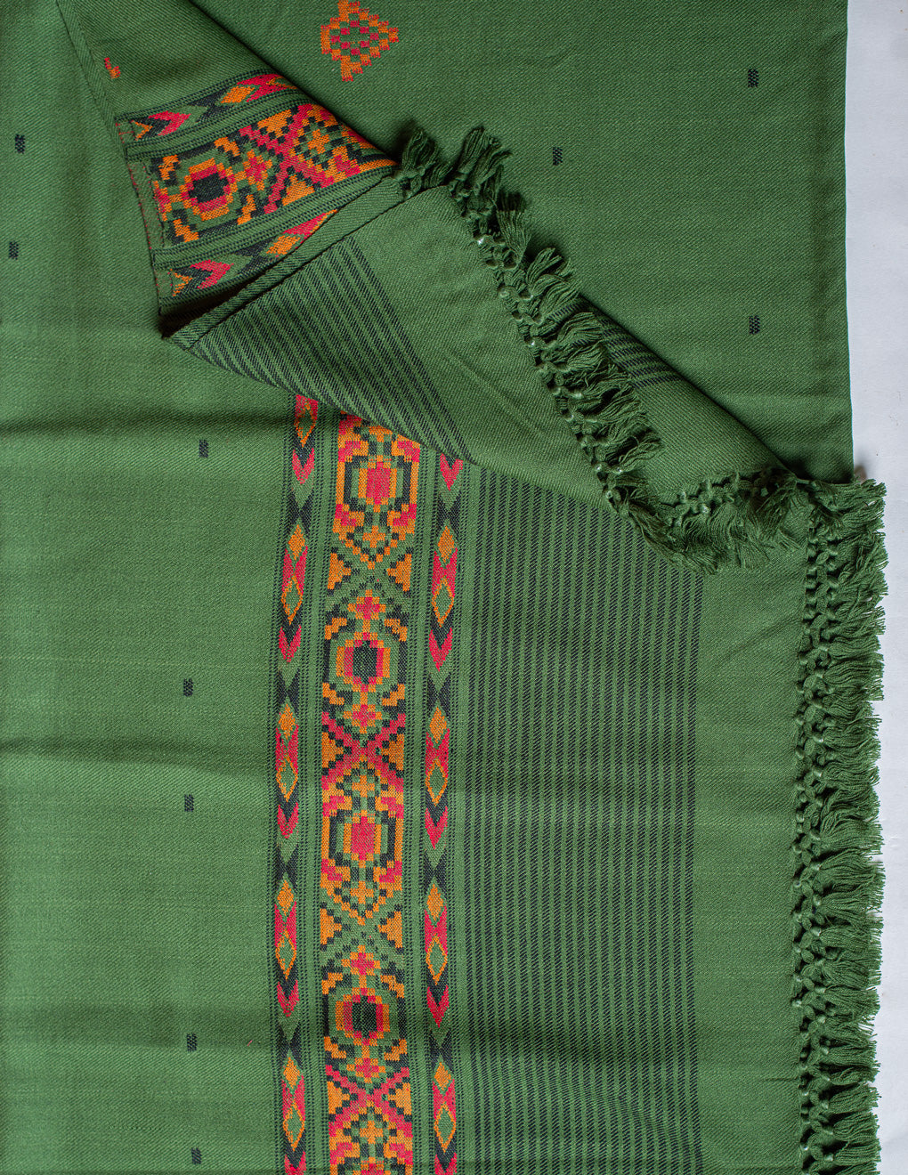 Green Buti Pure Handwoven Woollen Shawl