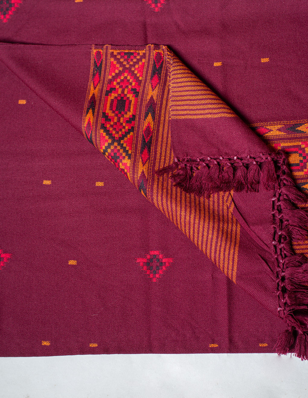 Magenta Buti Pure Handwoven Woollen Shawl