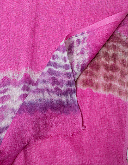 Pink Shibori Woven Bhagalpuri Linen Stole