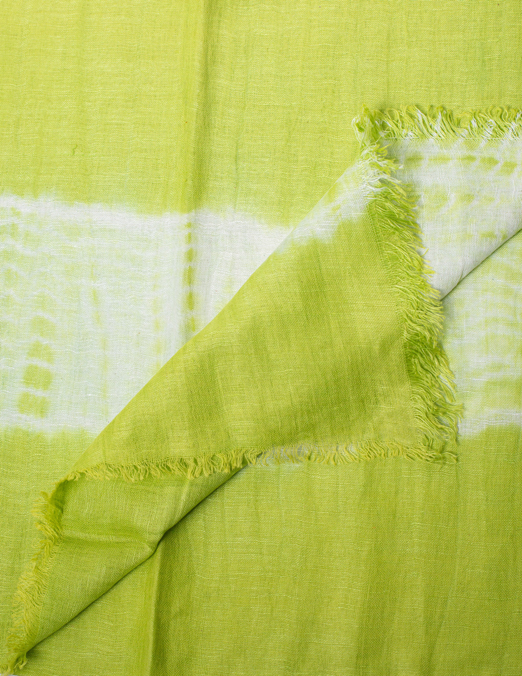 Lime Green Shibori Woven Bhagalpuri Linen Stole