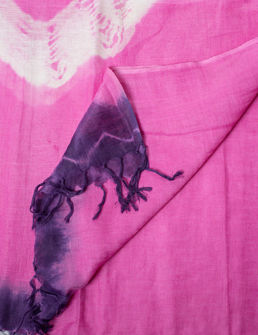 Pink Shibori Woven Bhagalpuri Linen Stole