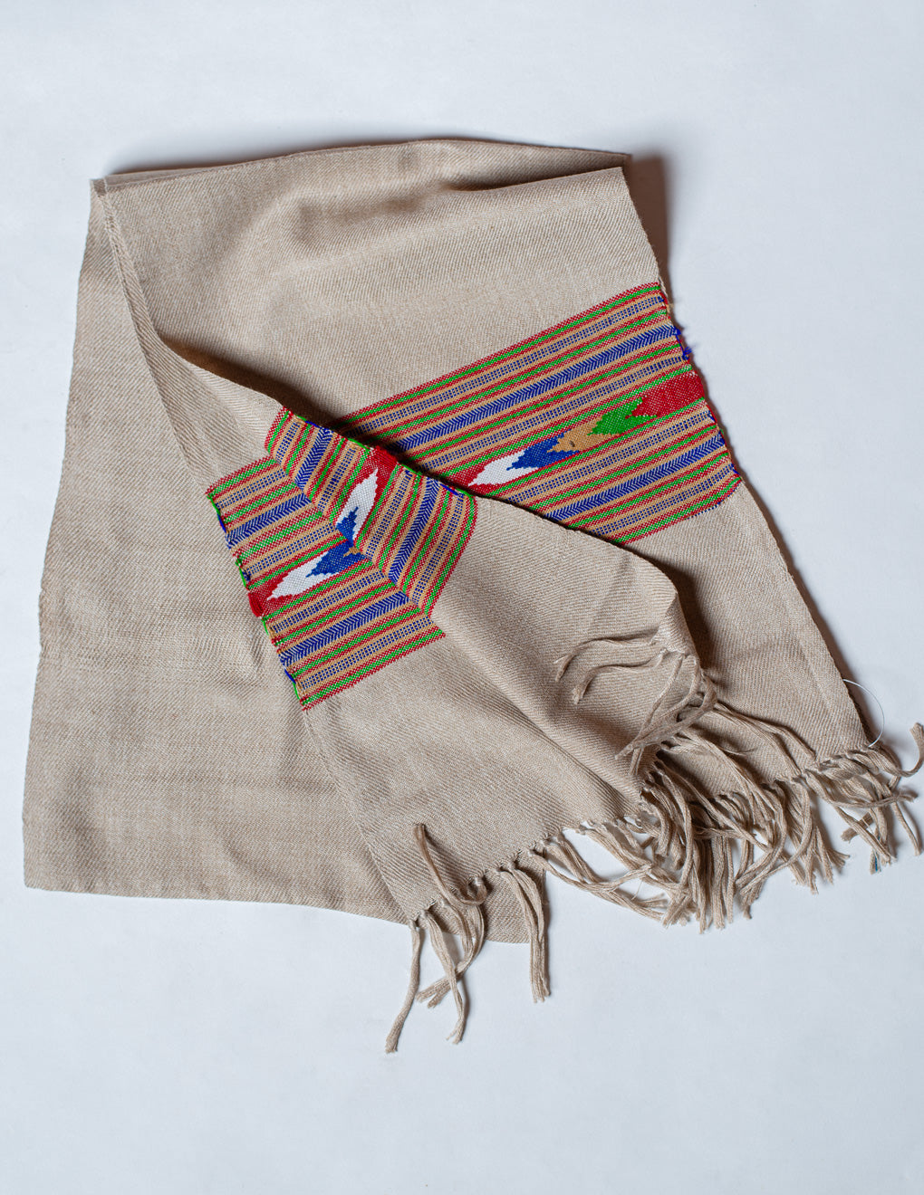 Beige Pure Handwoven Woollen Muffler