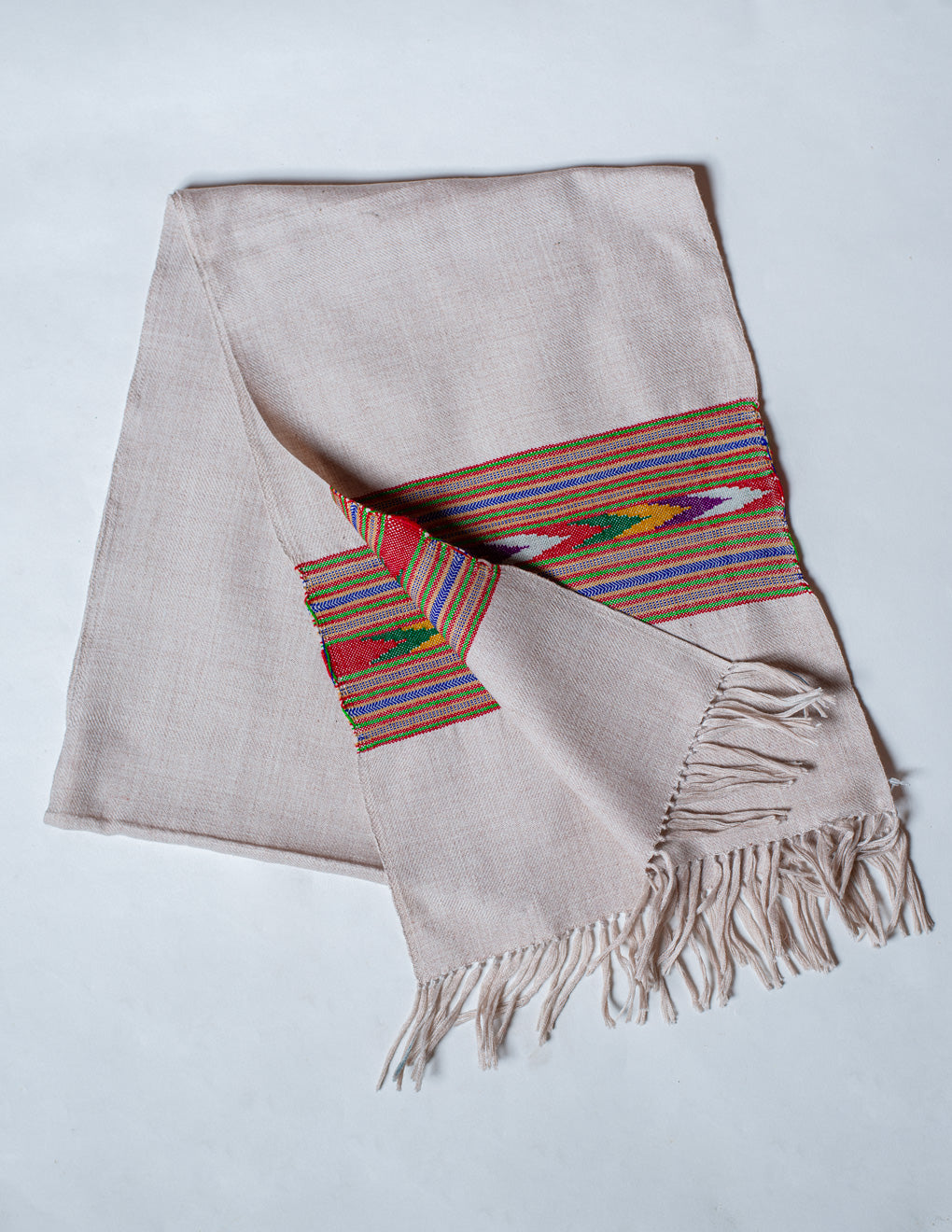 Beige Pure Handwoven Woollen Muffler