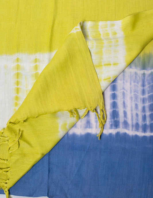 Lime Green Shibori Woven Bhagalpuri Linen Stole