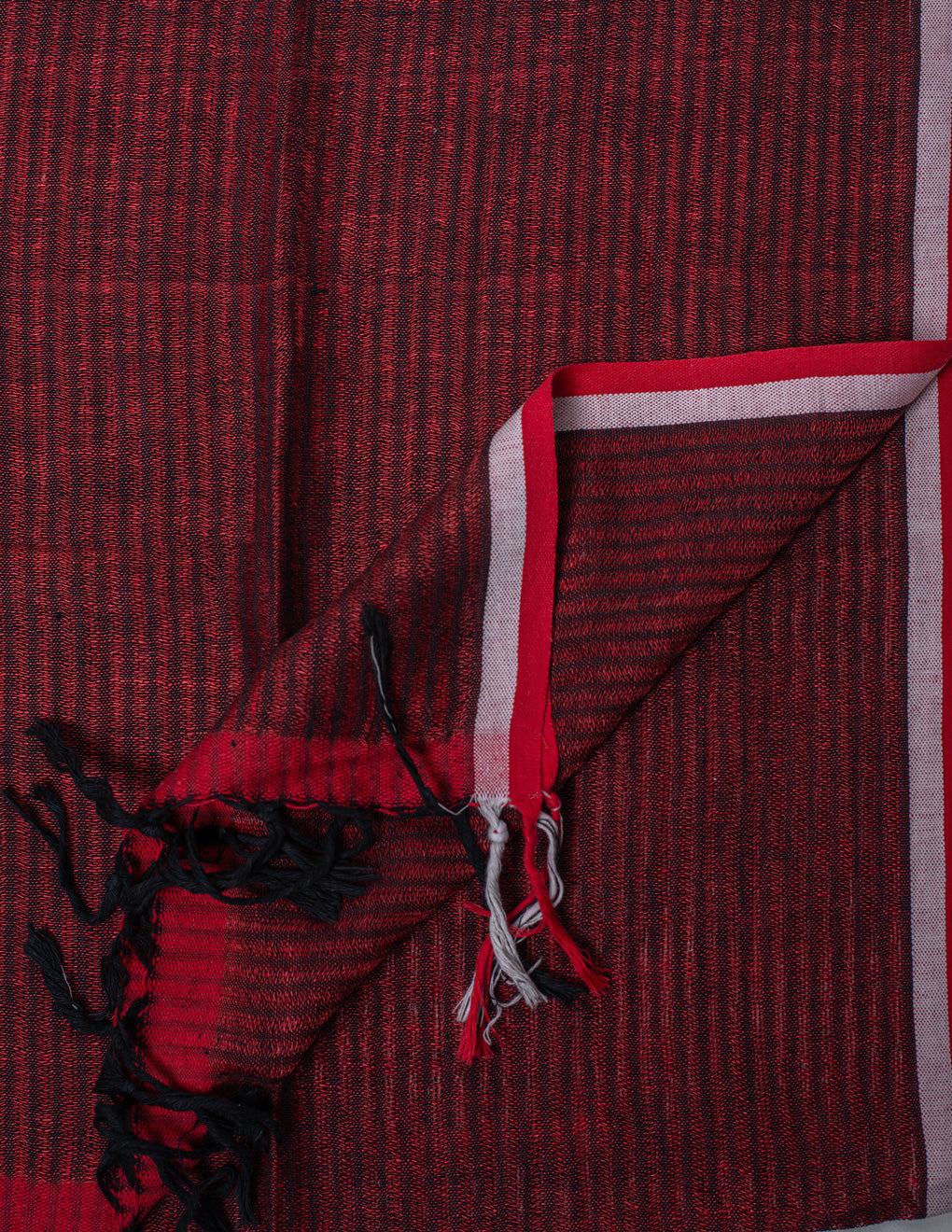 Red Stripe Woven Bhagalpuri Linen Stole