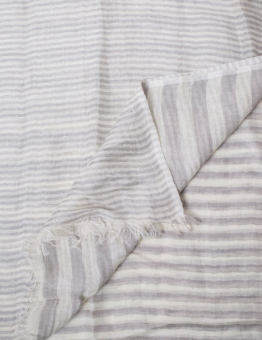 White Stripe Woven Bhagalpuri Linen Stole