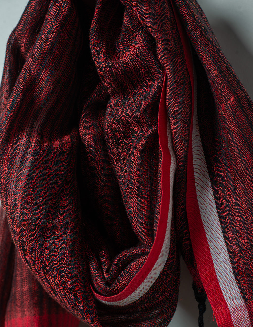 Red Stripe Woven Bhagalpuri Linen Stole