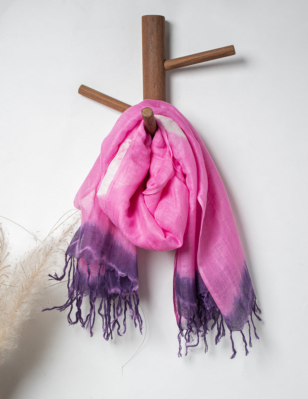 Pink Shibori Woven Bhagalpuri Linen Stole