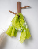 Lime Green Shibori Woven Bhagalpuri Linen Stole