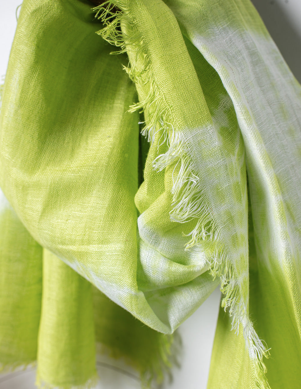 Lime Green Shibori Woven Bhagalpuri Linen Stole