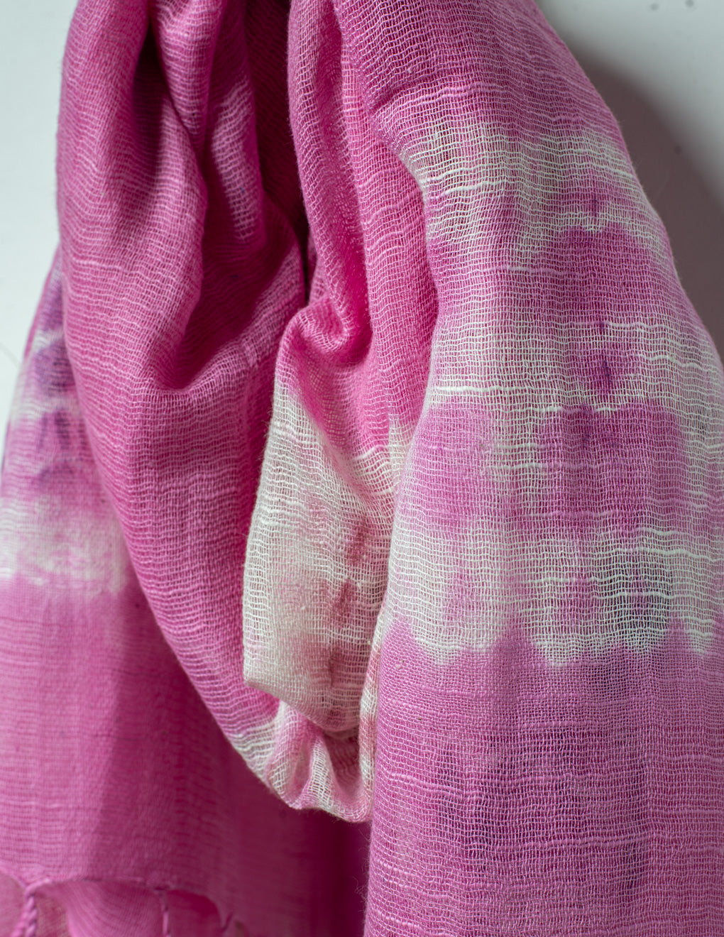 Pink Shibori Woven Bhagalpuri Linen Stole