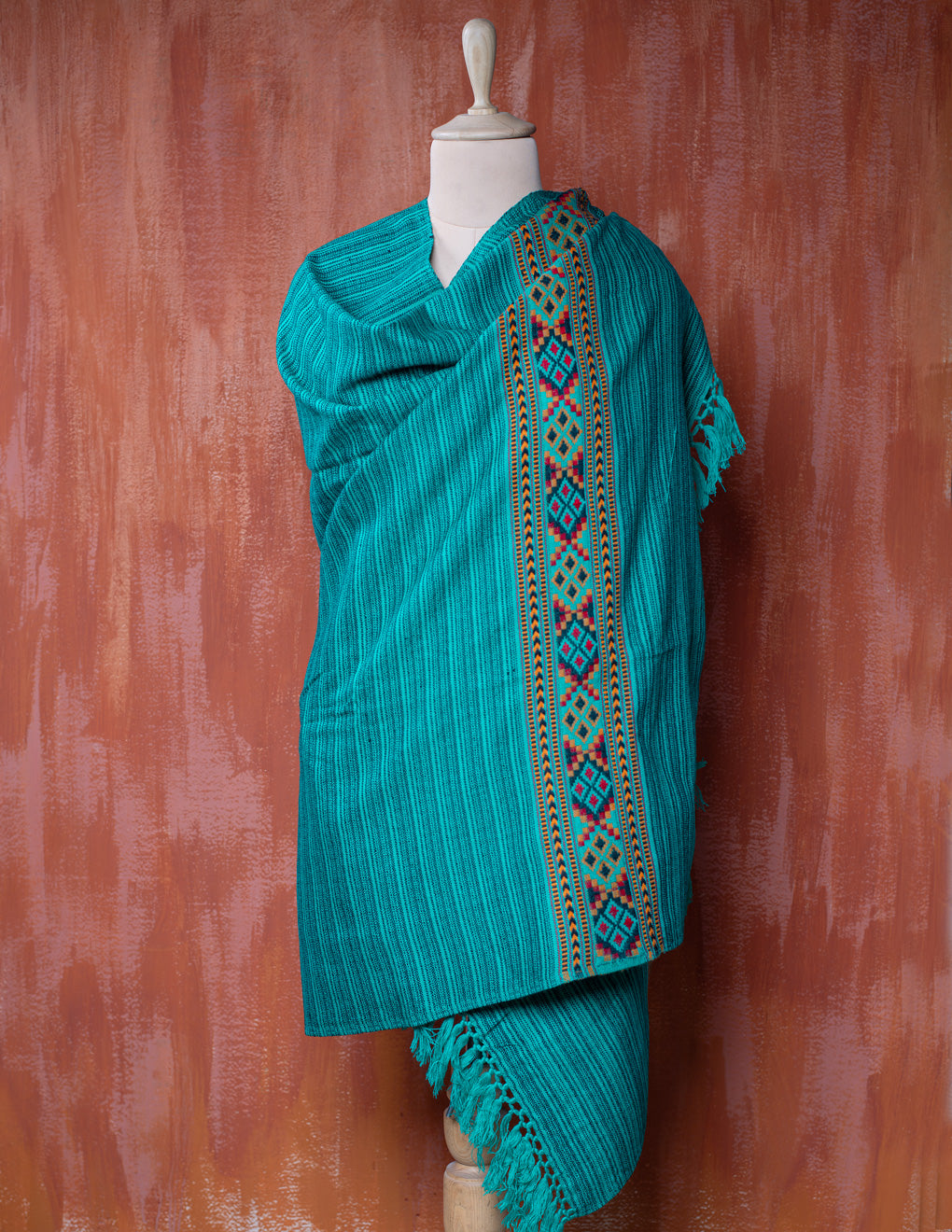 Cyan Pure Handwoven Woollen Shawl