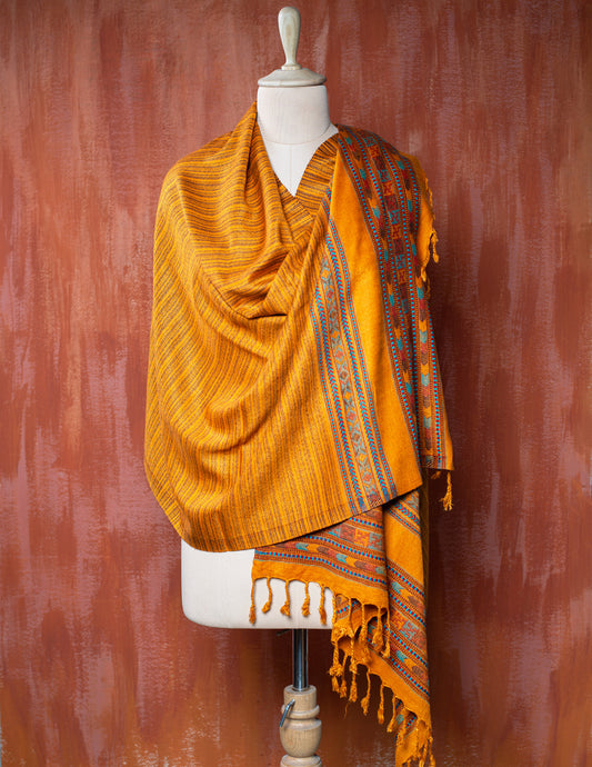 Mustard Pure Handwoven Woollen Stole