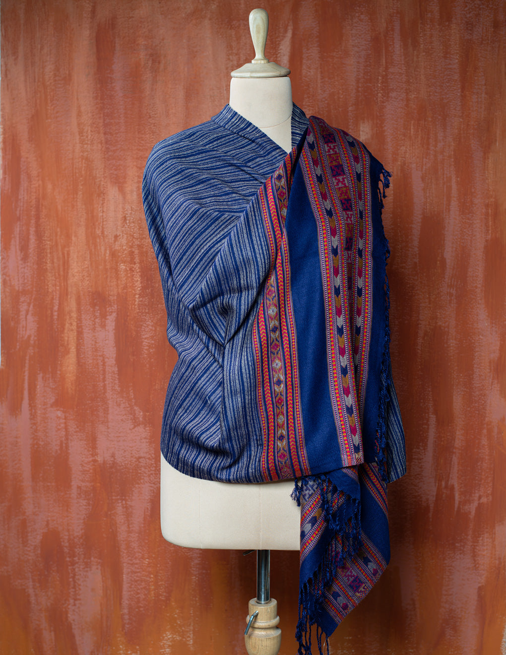 Blue Pure Handwoven Woollen Stole