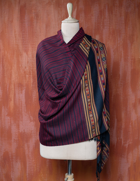 Maroon Pure Handwoven Woollen Stole