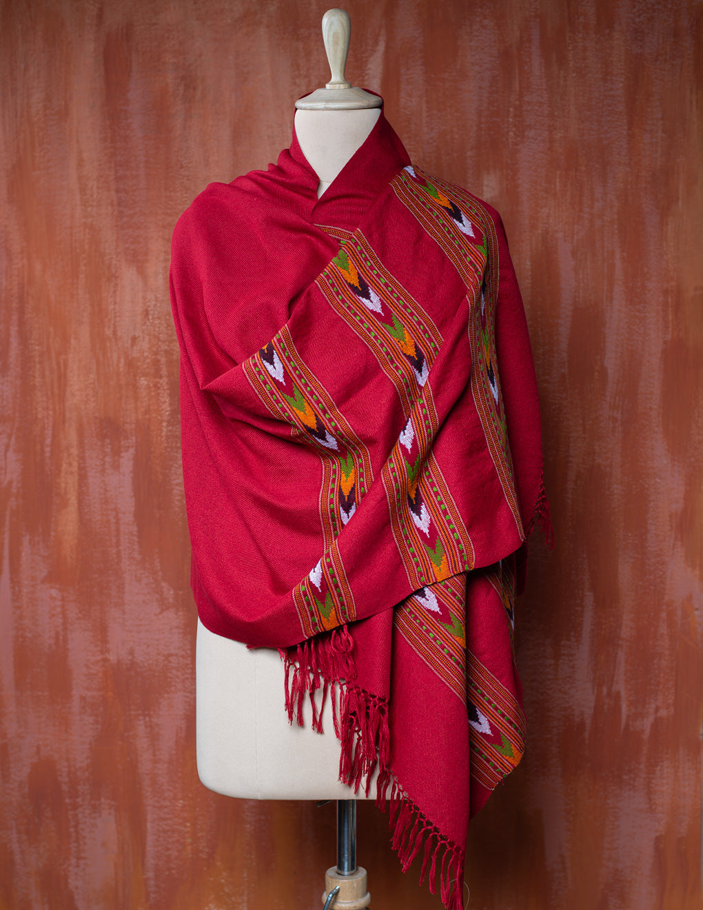 Red Pure Handwoven Woollen Stole