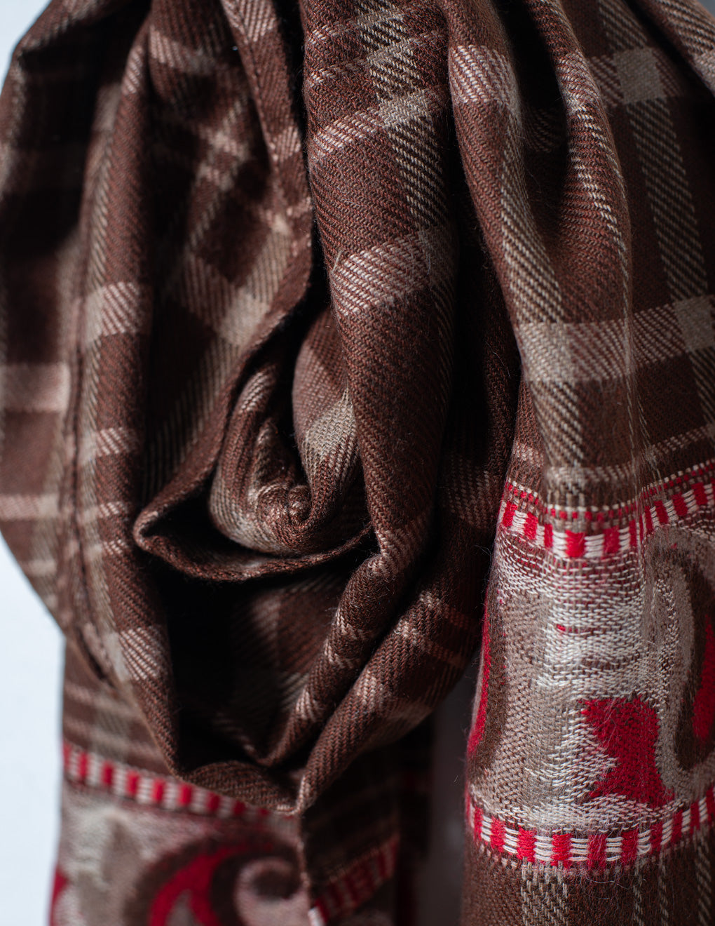 Brown Check Pure Handwoven Woollen Muffler