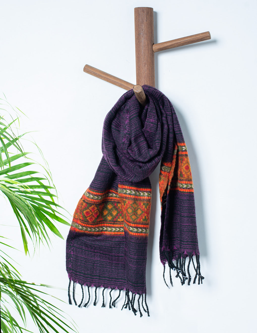 Violet Pure Handwoven Woollen Muffler