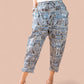 Blue Patch Cotton Kantha Capri pant