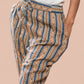 Brown Stripe Cotton Kantha Capri pant