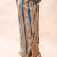 Brown Stripe Cotton Kantha Capri pant