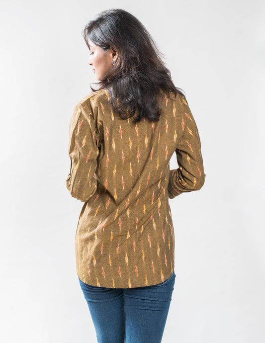 Mustered Cotton Ikat Short Kurta