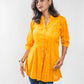 Yellow Cotton Jacquard Short Kurta