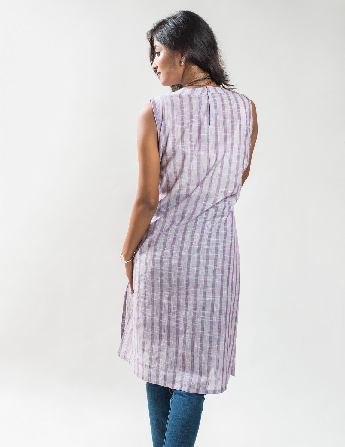 Violet stripe Cotton Long Kurta